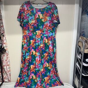 Vibrant Multicolor Floral Midi Dress